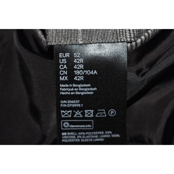 H&M NEW $85 Skinny Fit Blazer Jacket in Gray Plaid Men's 42R - Picture 5 of 6